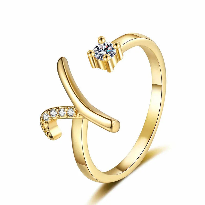 ⏰Limited-time💍Adjustable Sparkle Initial Ring for Women