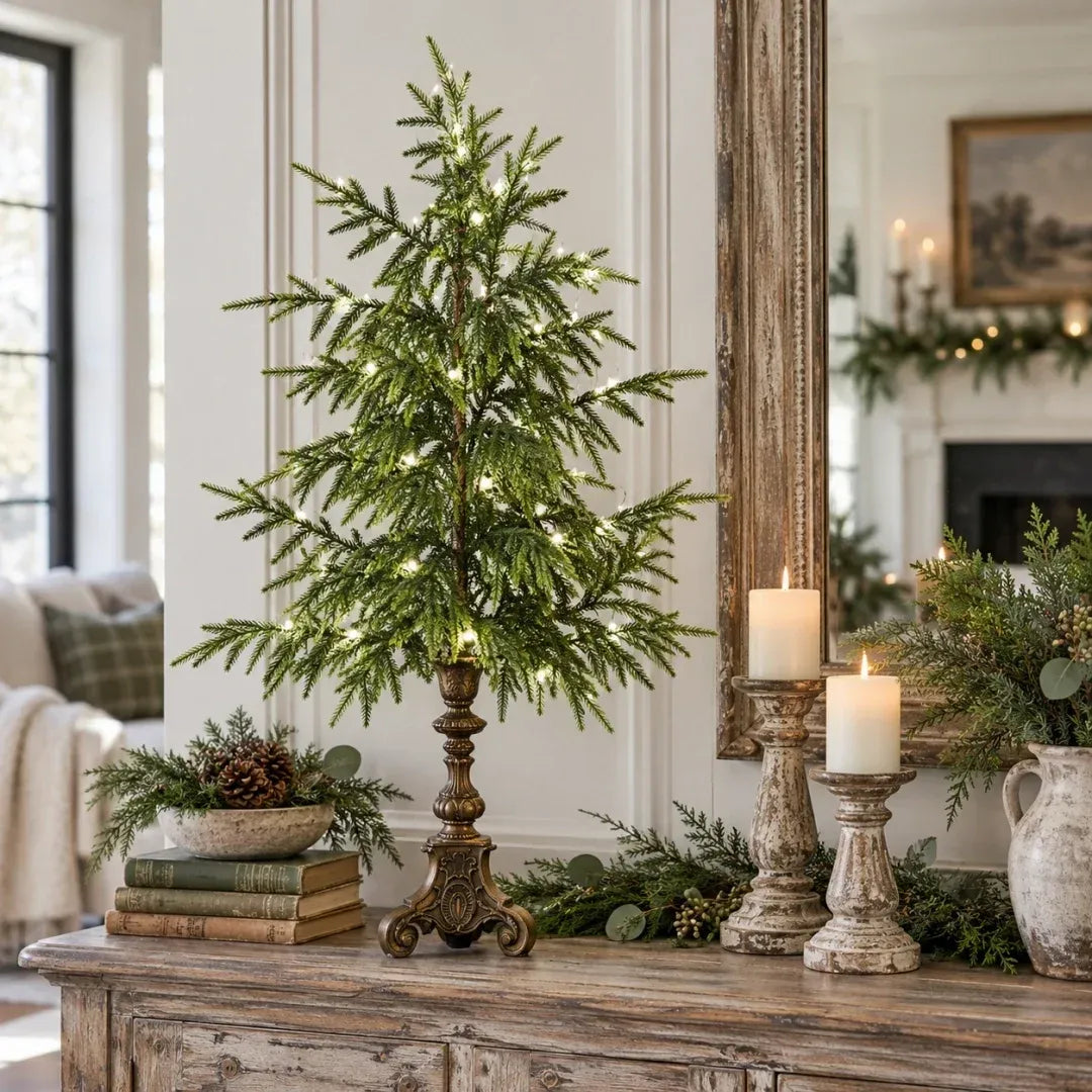 🌲✨Vintage Lighted Norfolk Pine Trees