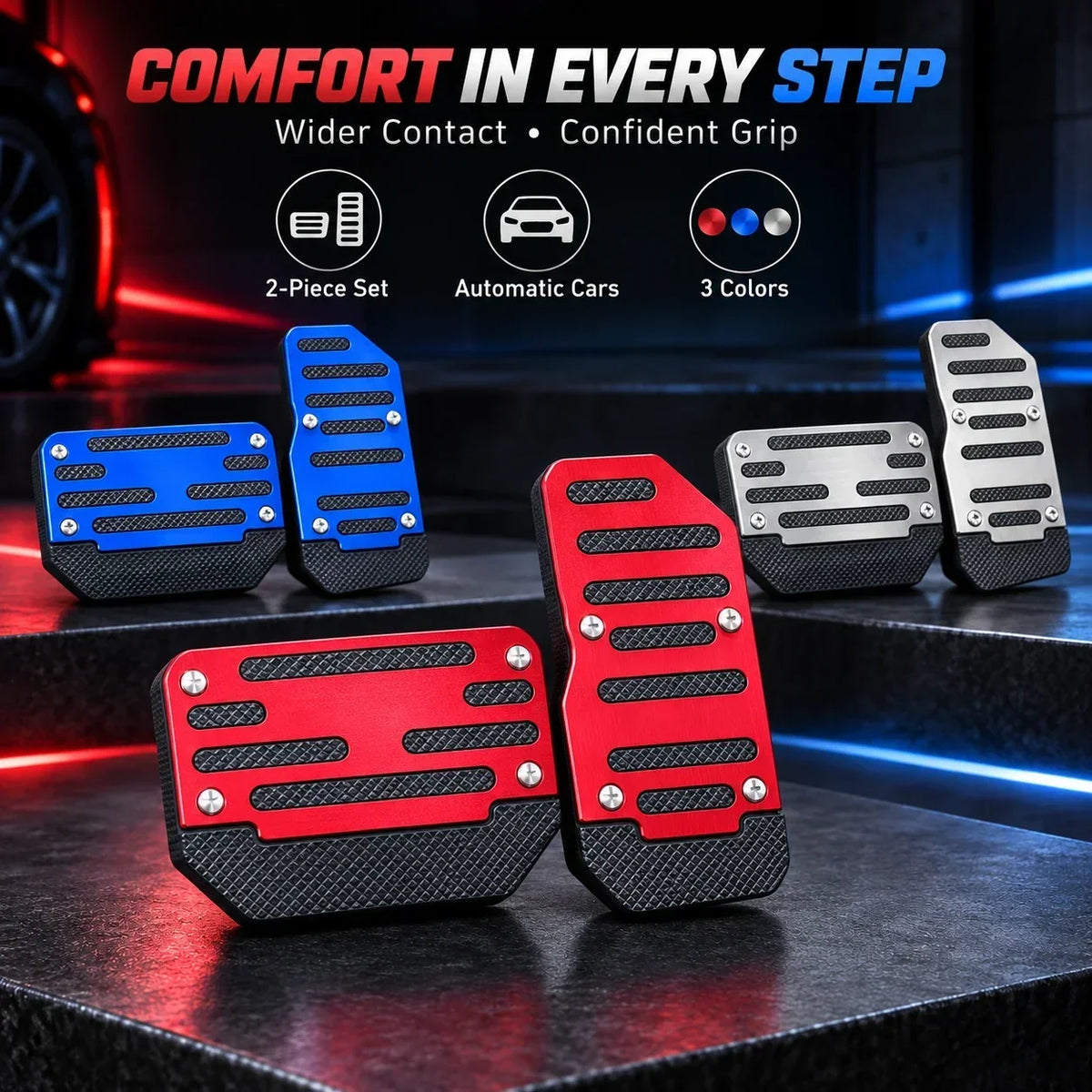 🚗💥Car Pedal Covers, Aluminum Alloy Sets for Automatic & Manual Vehicles
