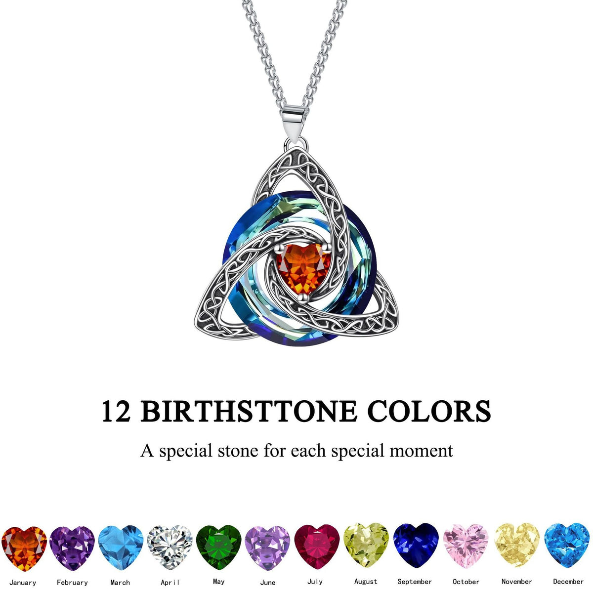 💎🔮Birthstone Celtic Trinity Knot Necklace