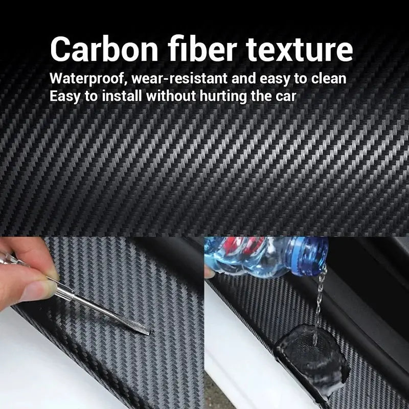 Protective film for car doors - scratch- and impact-resistant 3D carbon fiber-effect vinyl film with a self-adhesive backing