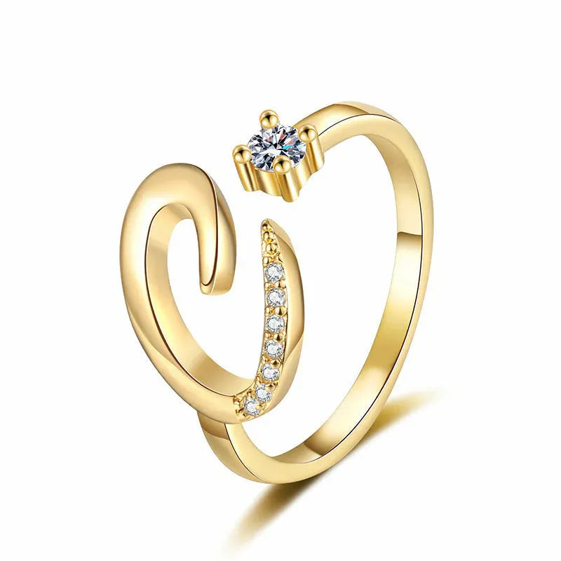 ⏰Limited-time💍Adjustable Sparkle Initial Ring for Women