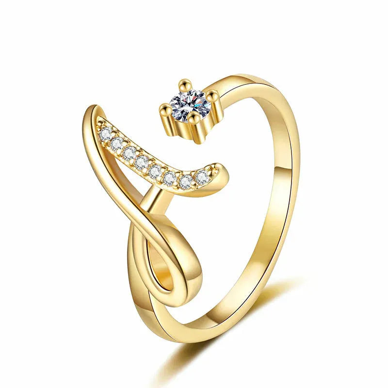 ⏰Limited-time💍Adjustable Sparkle Initial Ring for Women