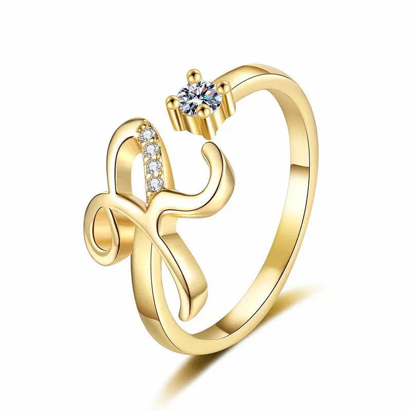 ⏰Limited-time💍Adjustable Sparkle Initial Ring for Women