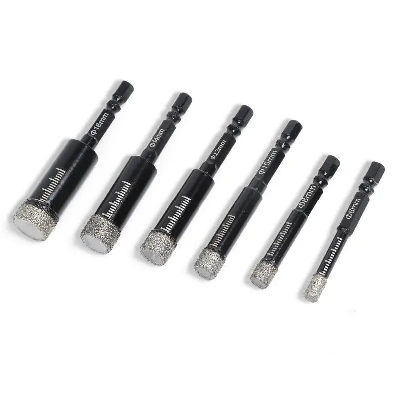 🔥🛠️49% OFF | 6Pcs Dry Diamond Drill Bit Set 🛠 Hex Shank Brazed Hole Saw for Tile, Glass & Granite