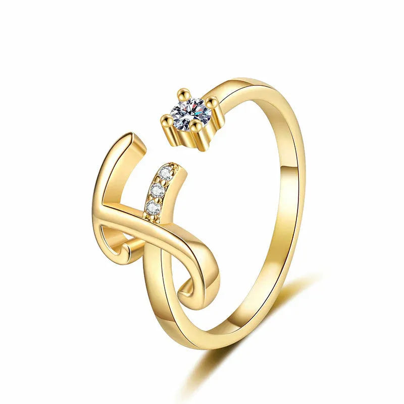 ⏰Limited-time💍Adjustable Sparkle Initial Ring for Women