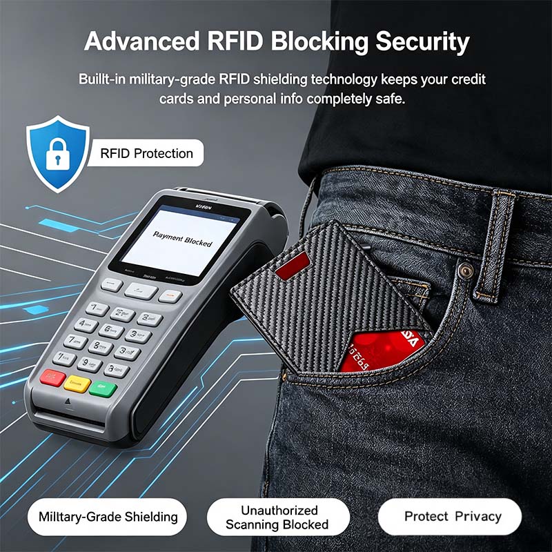 🛡️💳Men's RFID Minimalist Bifold Wallet – 1   ID Window, Pop-Up Card Holder,   Money Clip