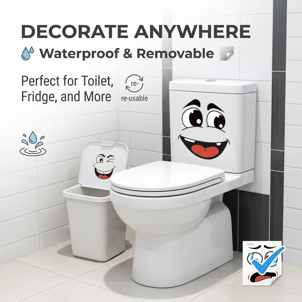 🔥Cartoon Face Stickers, self-adhesive, removable stickers with glossy surface, decoration for all surfaces