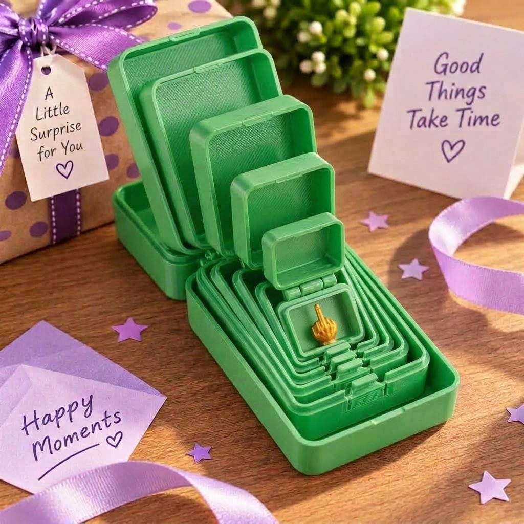 🎁 6-Layer Nesting Prank Gift Box | Pick Your Surprise: Middle Finger, Spider or Number 67