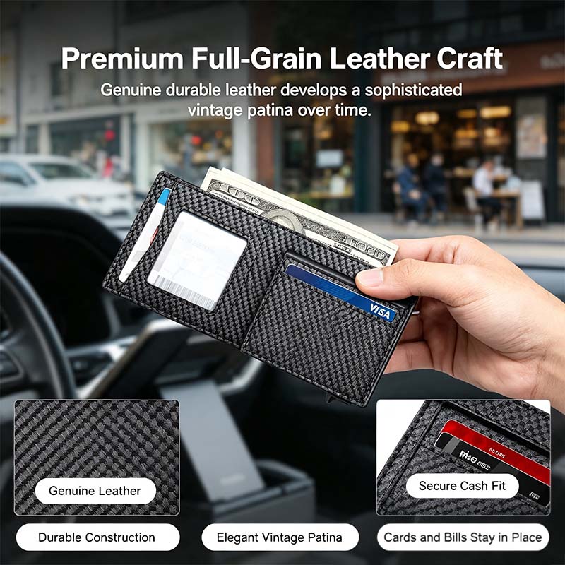 🛡️💳Men's RFID Minimalist Bifold Wallet – 1   ID Window, Pop-Up Card Holder,   Money Clip