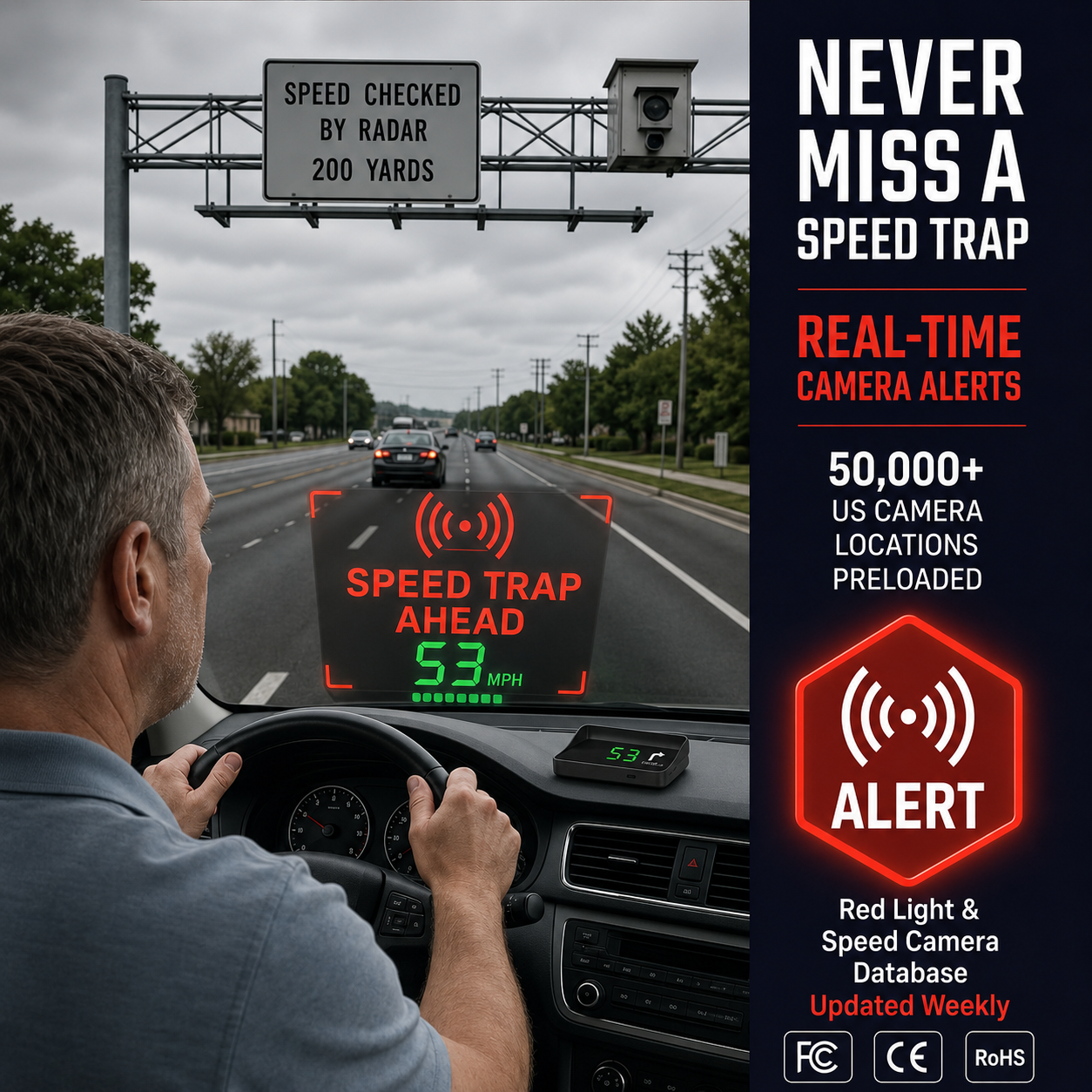 Head-up Display (HUD) in-vehicle GPS digital speedometer