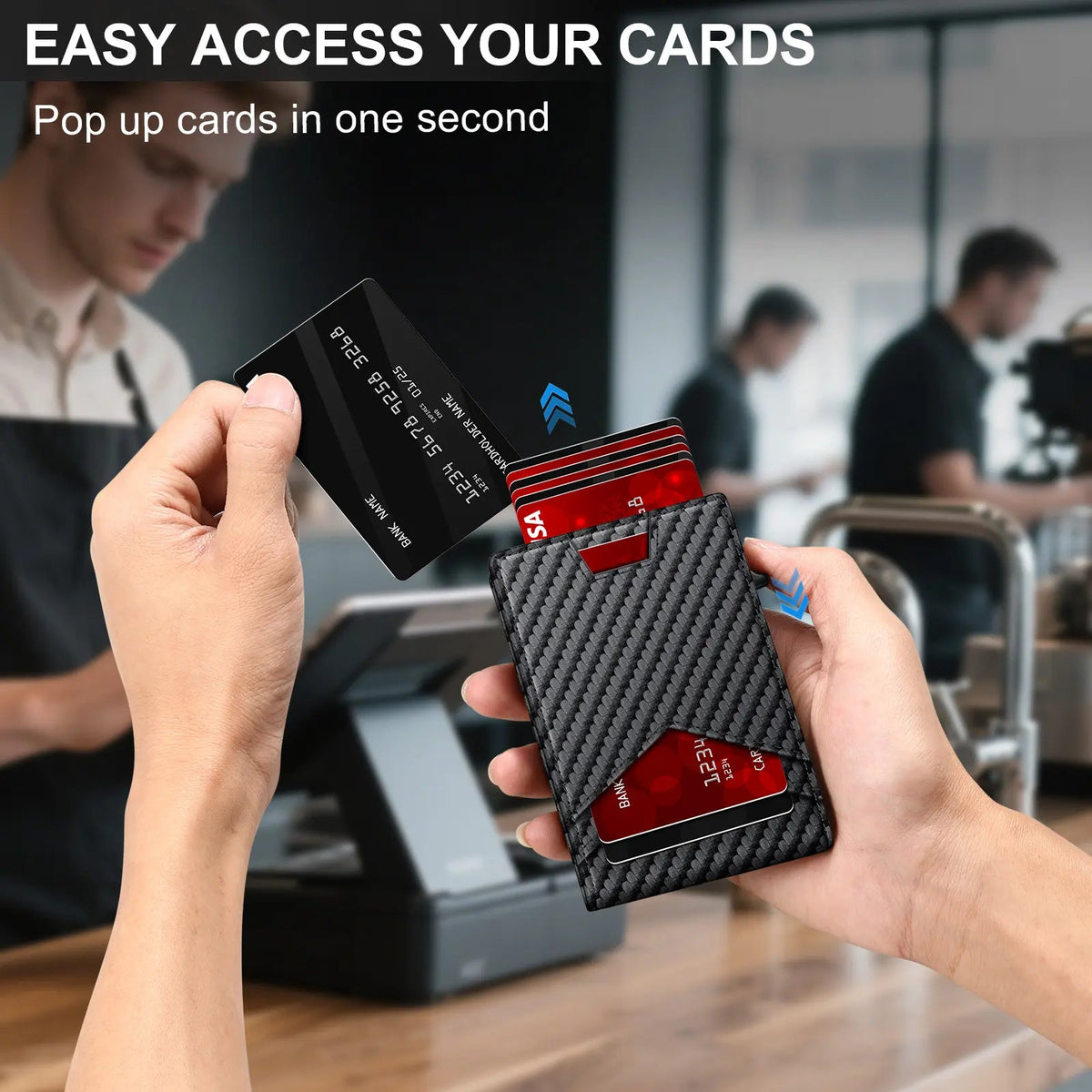 🛡️💳Men's RFID Minimalist Bifold Wallet – 1   ID Window, Pop-Up Card Holder,   Money Clip