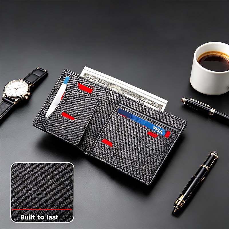 🛡️💳Men's RFID Minimalist Bifold Wallet – 1   ID Window, Pop-Up Card Holder,   Money Clip
