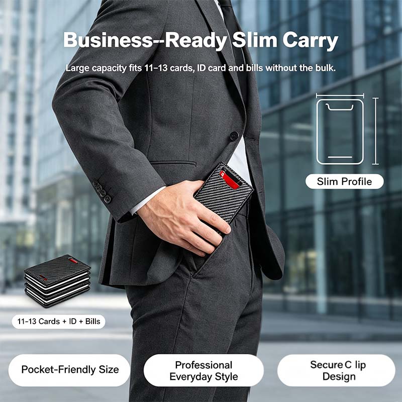 🛡️💳Men's RFID Minimalist Bifold Wallet – 1   ID Window, Pop-Up Card Holder,   Money Clip