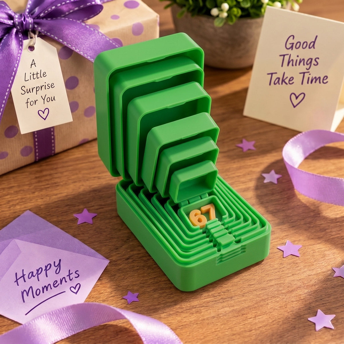 🎁 6-Layer Nesting Prank Gift Box | Pick Your Surprise: Middle Finger, Spider or Number 67
