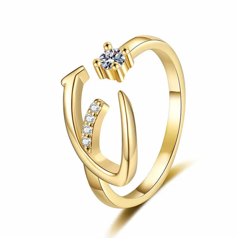⏰Limited-time💍Adjustable Sparkle Initial Ring for Women