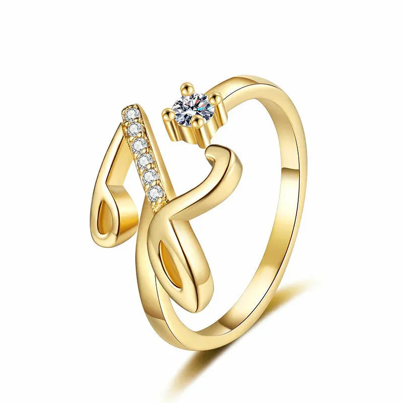 ⏰Limited-time💍Adjustable Sparkle Initial Ring for Women