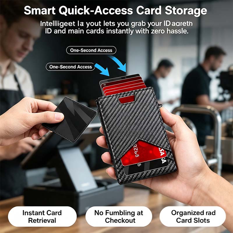 🛡️💳Men's RFID Minimalist Bifold Wallet – 1   ID Window, Pop-Up Card Holder,   Money Clip