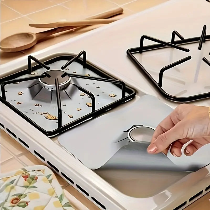 ✨4-Piece Reusable Non-Stick Gas Stove Burner Covers – Heat-Resistant & Washable