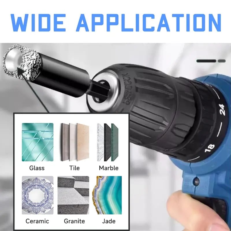🔥🛠️49% OFF | 6Pcs Dry Diamond Drill Bit Set 🛠 Hex Shank Brazed Hole Saw for Tile, Glass & Granite
