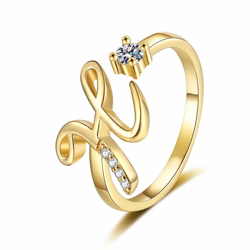 ⏰Limited-time💍Adjustable Sparkle Initial Ring for Women