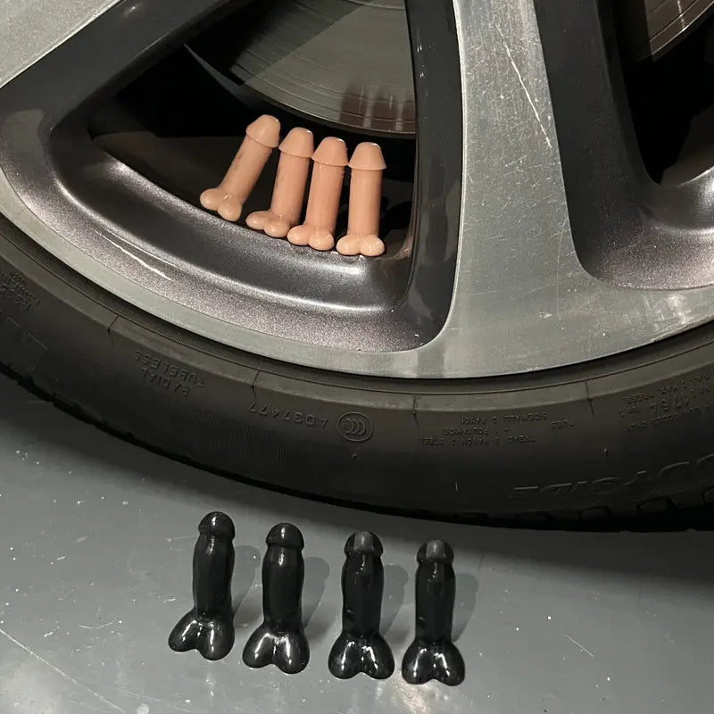 🚗😂4-PCS Creative Funny Middle Finger Valve Stem Caps – Waterproof & Dustproof Tire Air Caps for Cars & Bikes
