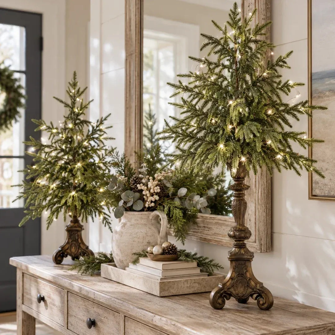 🌲✨Vintage Lighted Norfolk Pine Trees