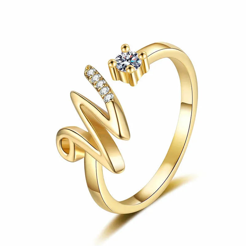 ⏰Limited-time💍Adjustable Sparkle Initial Ring for Women