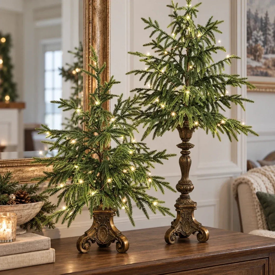 🌲✨Vintage Lighted Norfolk Pine Trees