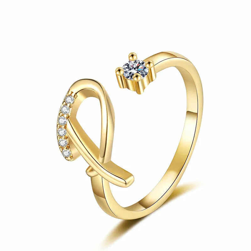 ⏰Limited-time💍Adjustable Sparkle Initial Ring for Women