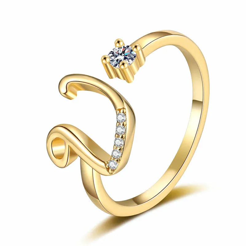 ⏰Limited-time💍Adjustable Sparkle Initial Ring for Women