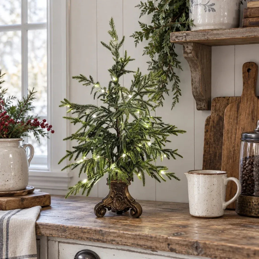 🌲✨Vintage Lighted Norfolk Pine Trees