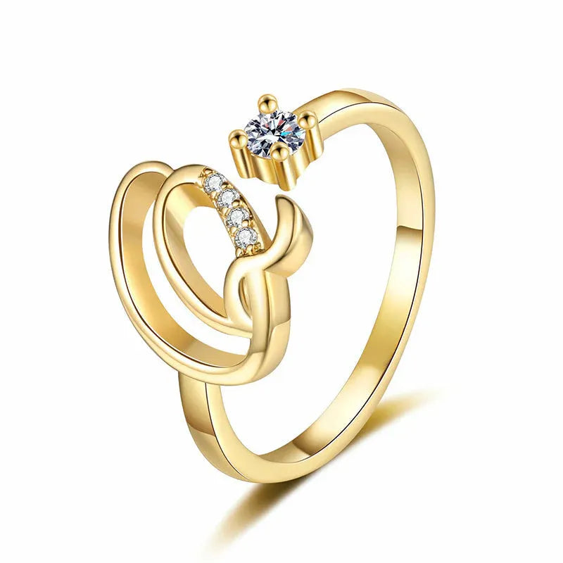 ⏰Limited-time💍Adjustable Sparkle Initial Ring for Women