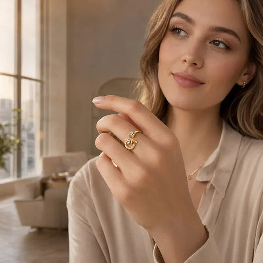 ⏰Limited-time💍Adjustable Sparkle Initial Ring for Women