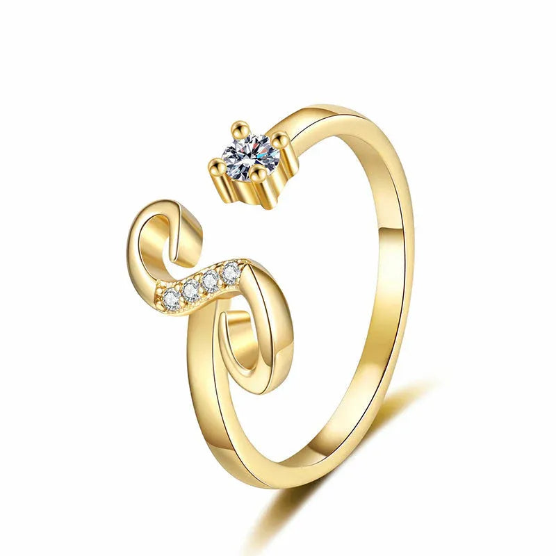 ⏰Limited-time💍Adjustable Sparkle Initial Ring for Women