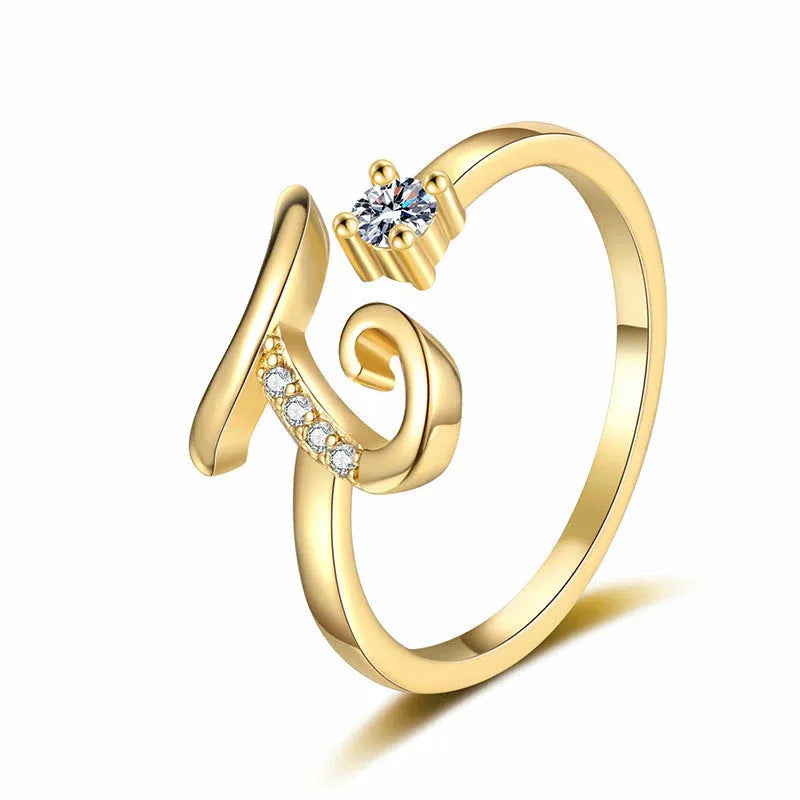 ⏰Limited-time💍Adjustable Sparkle Initial Ring for Women