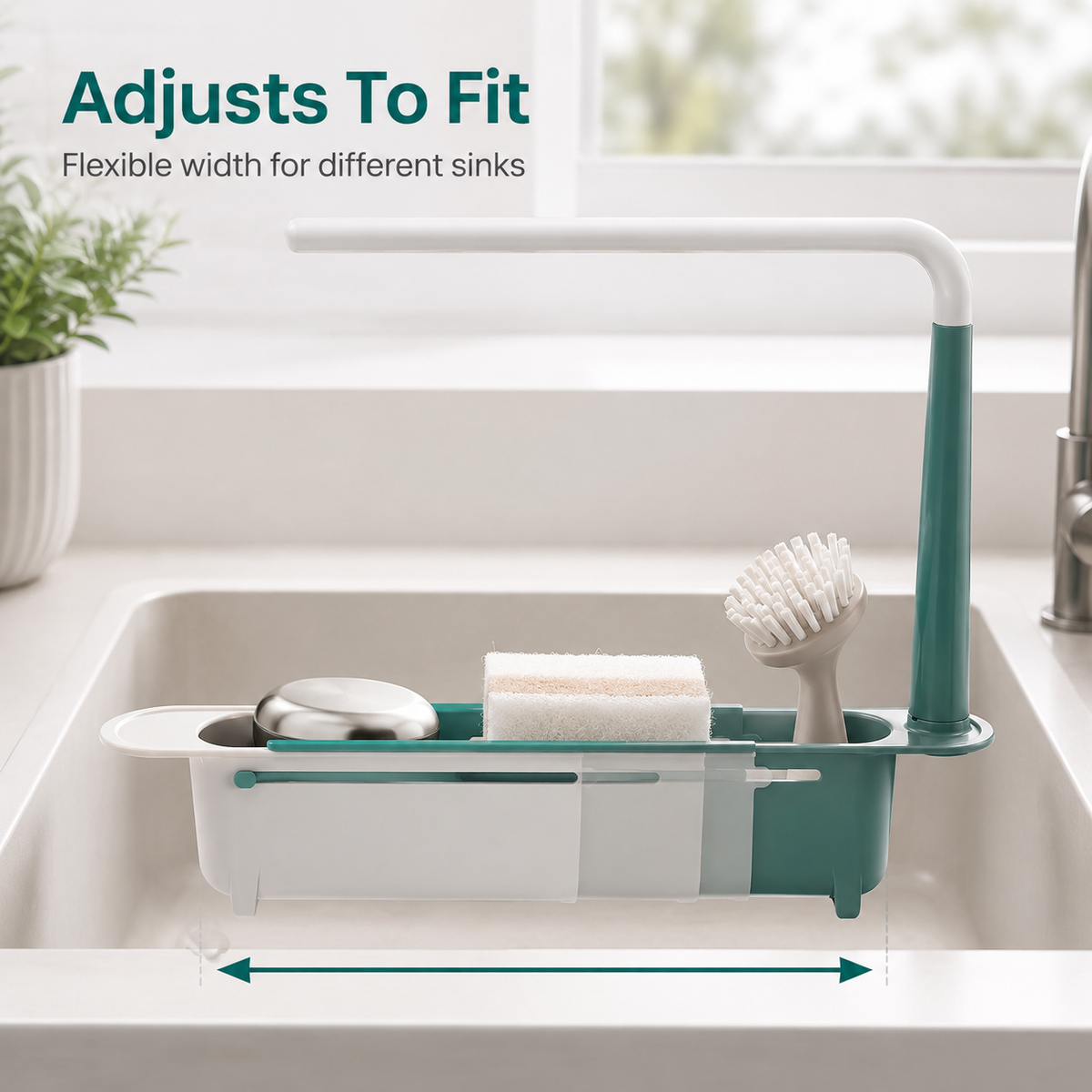 🔥✨ Adjustable Telescopic Kitchen Sink Organizer — Combines Draining, Drying, and Storage in One
