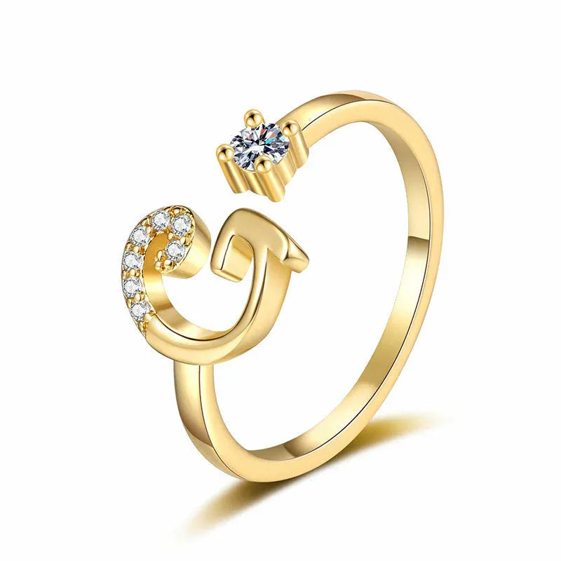 ⏰Limited-time💍Adjustable Sparkle Initial Ring for Women