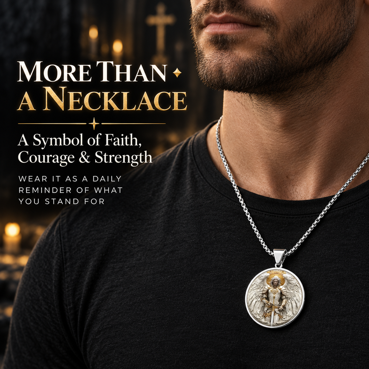 ⚔️🛡️Angel Warrior Pendant Necklace for Men — Faith, Strength & Protection