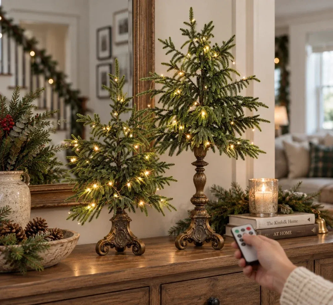 🌲✨Vintage Lighted Norfolk Pine Trees