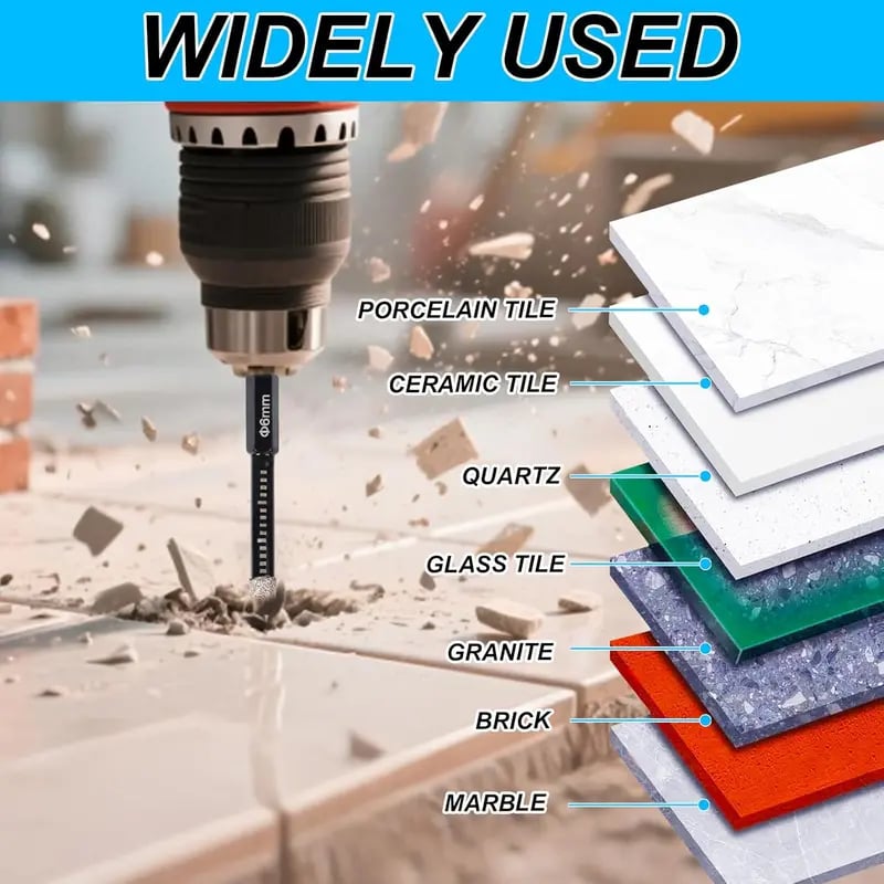 🔥🛠️49% OFF | 6Pcs Dry Diamond Drill Bit Set 🛠 Hex Shank Brazed Hole Saw for Tile, Glass & Granite