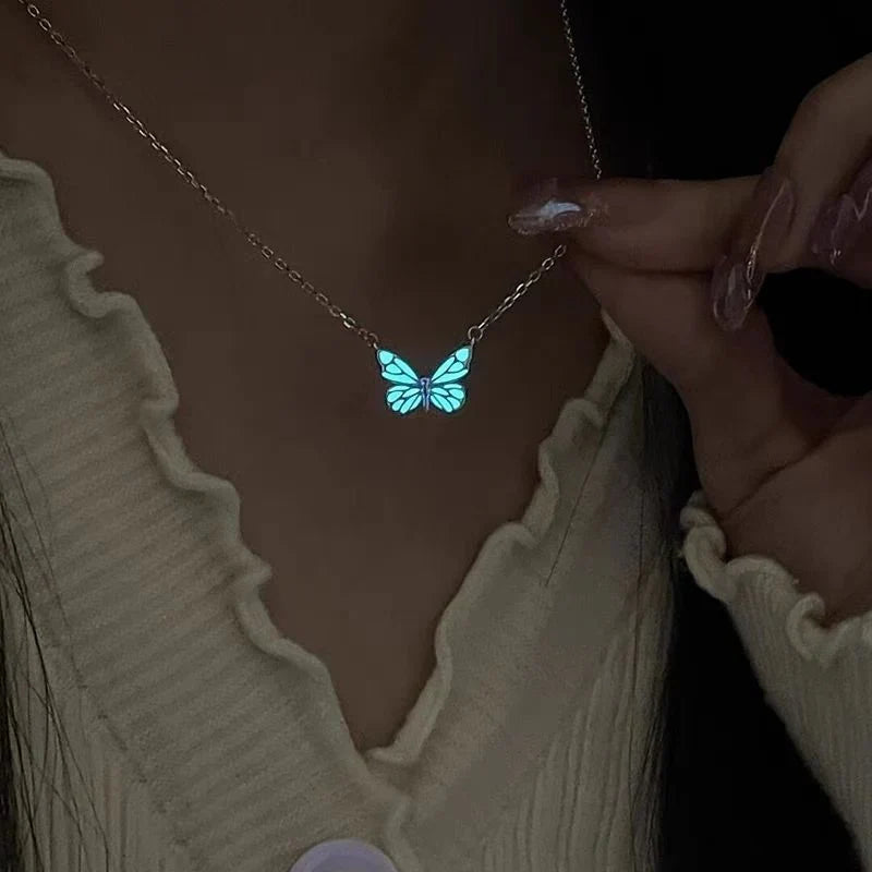 🦋💙Luminous Butterfly Charm Necklace & Bracelet Set