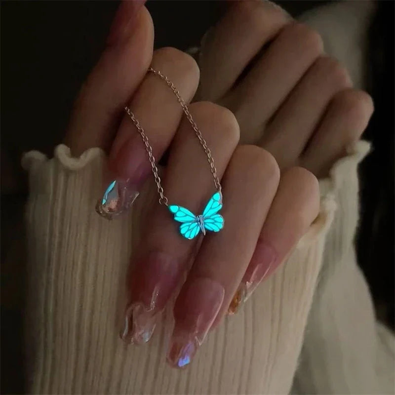 🦋💙Luminous Butterfly Charm Necklace & Bracelet Set