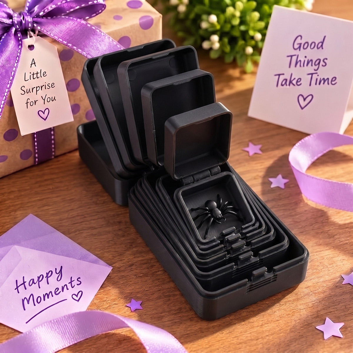 🎁 6-Layer Nesting Prank Gift Box | Pick Your Surprise: Middle Finger, Spider or Number 67
