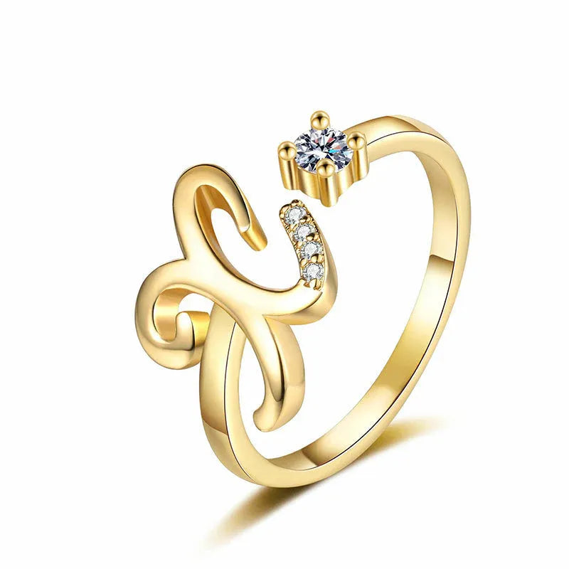 ⏰Limited-time💍Adjustable Sparkle Initial Ring for Women