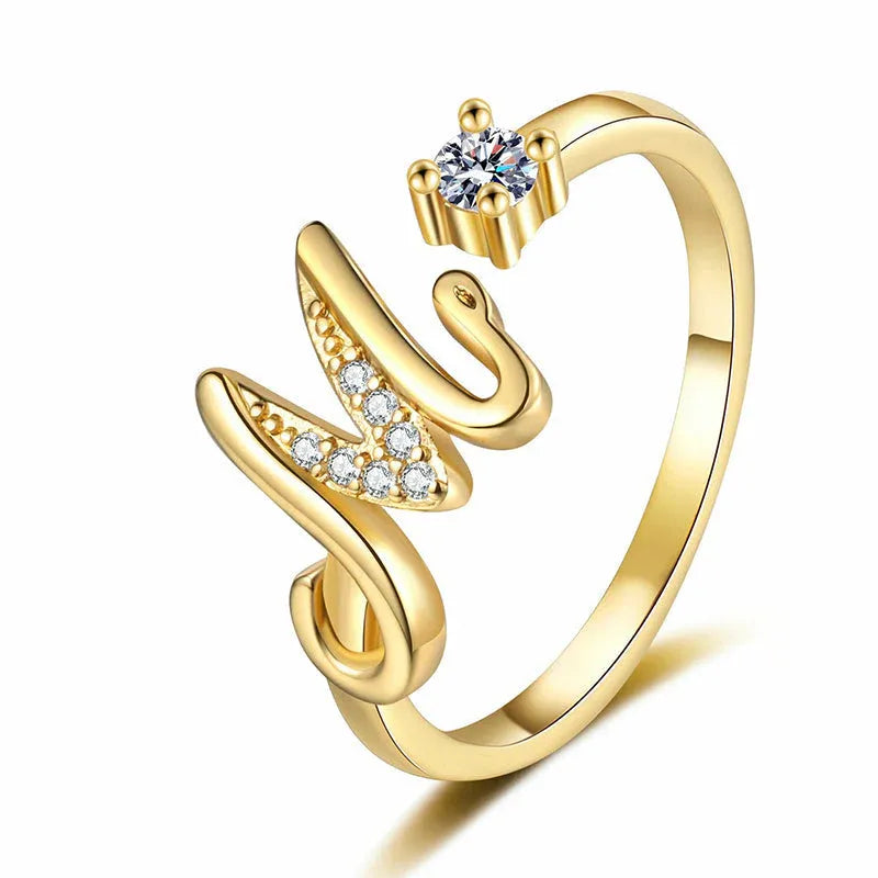 ⏰Limited-time💍Adjustable Sparkle Initial Ring for Women