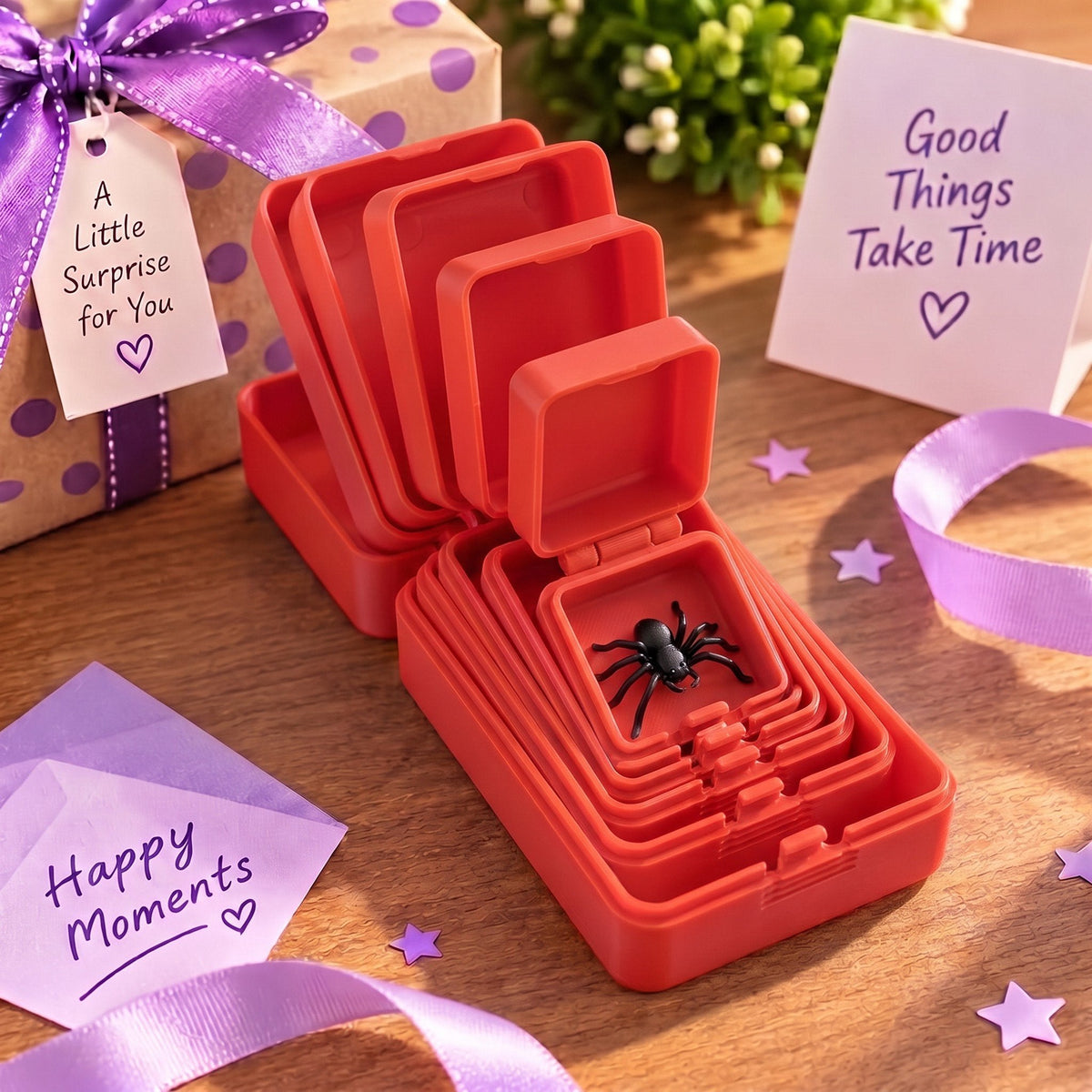 🎁 6-Layer Nesting Prank Gift Box | Pick Your Surprise: Middle Finger, Spider or Number 67