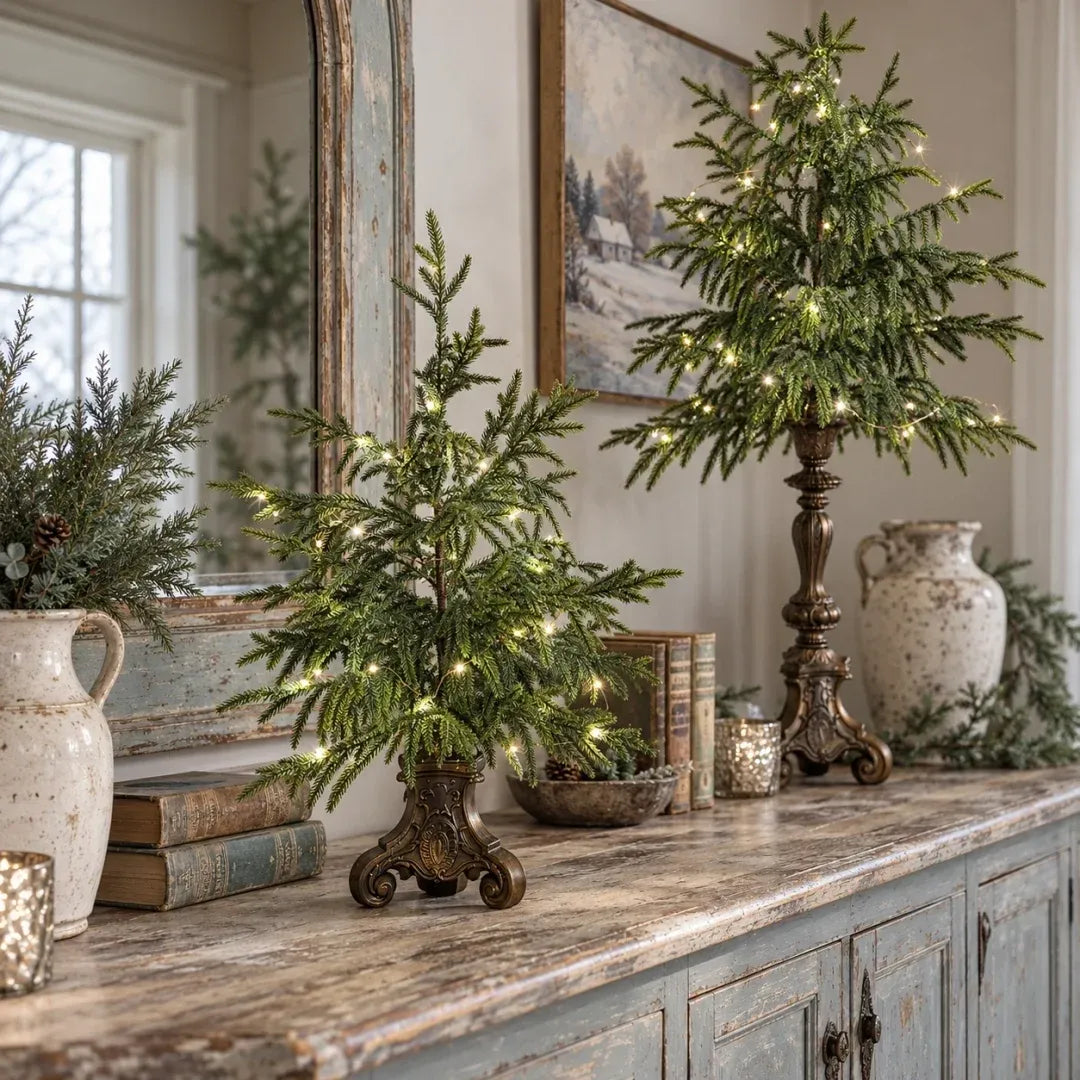 🌲✨Vintage Lighted Norfolk Pine Trees
