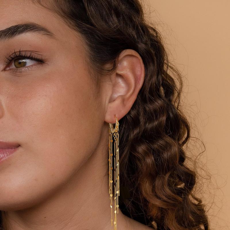 🔥Limited-time 50% discount✨Long tassel earrings, 14k gold-plated, for women