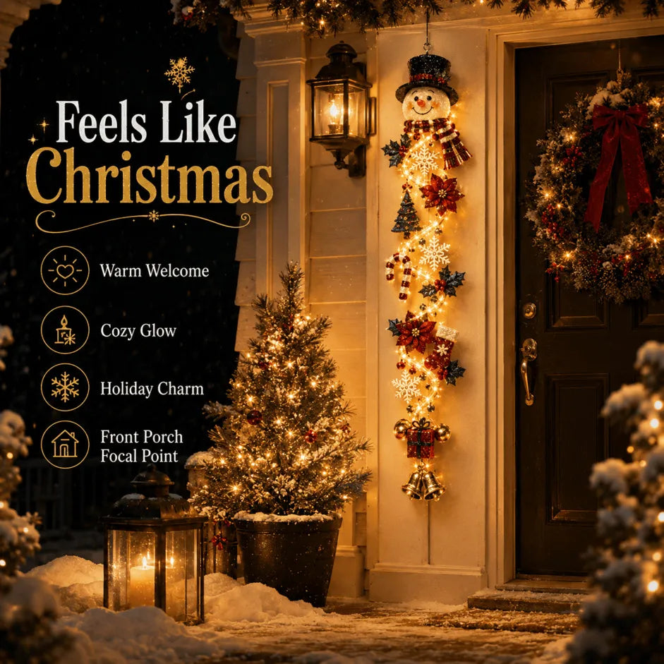 🎄🎅 Light-Up Christmas Door Hanger | 6 festive illuminated designs casting a warm glow, featuring 3D details and a space-saving vertical profile ✨